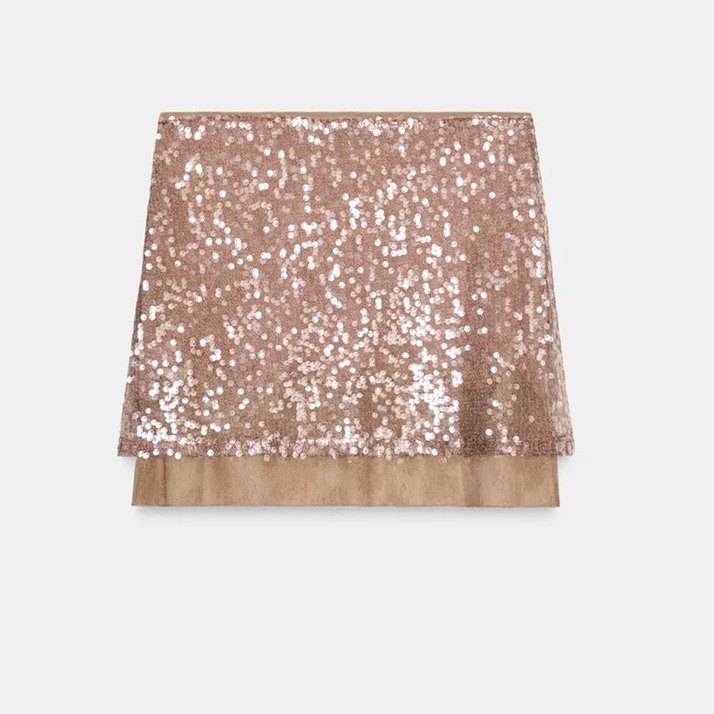 Zara NWT dusty pink sequin mini skirt